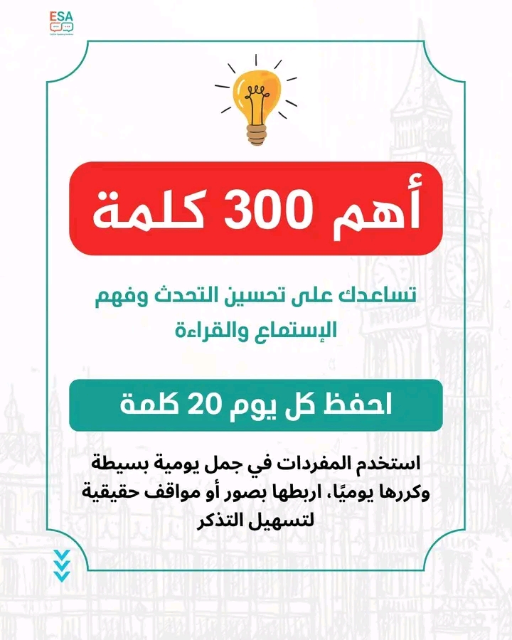 أهم 300 كلمة هتساعدك على التحدث وفهم الاستماع والقراءة 
